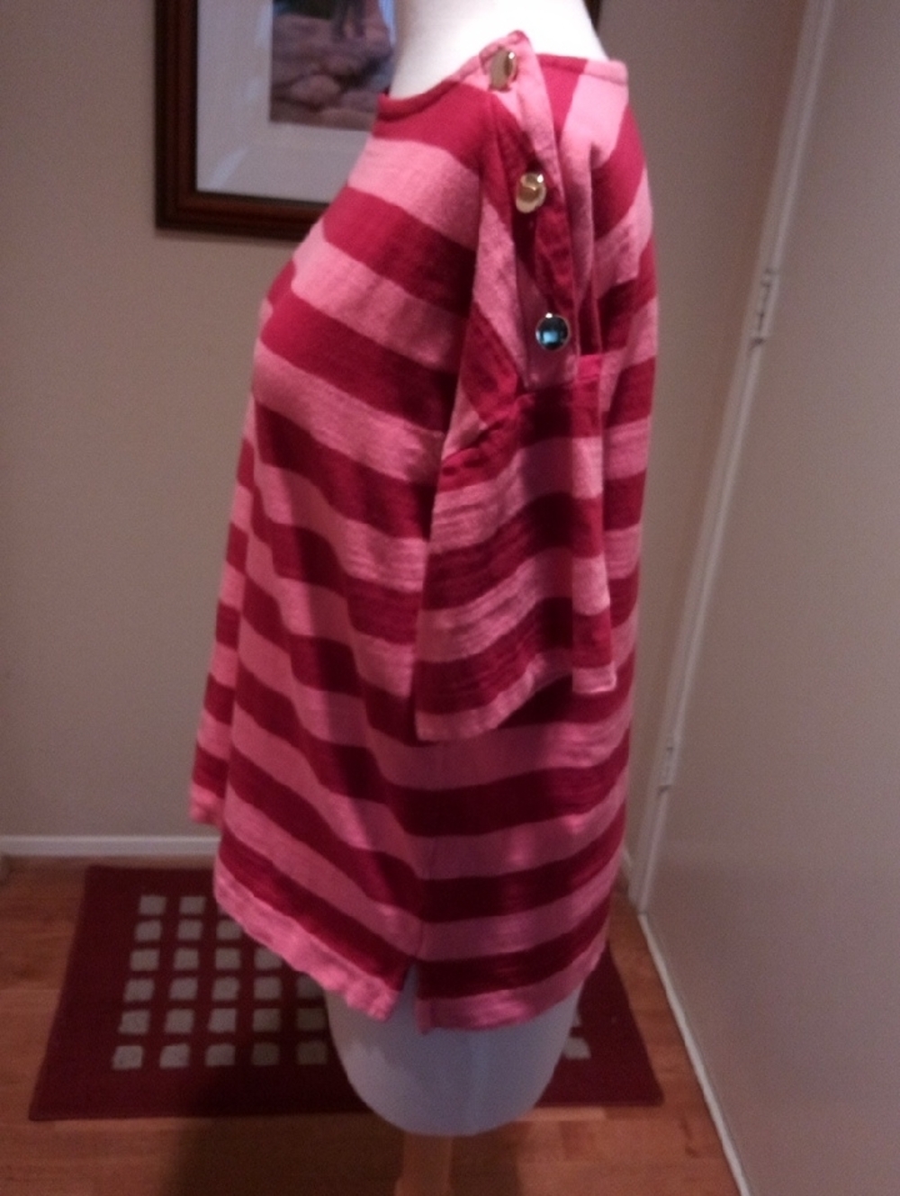 LOFT Pink and Berry Striped Short-Sleeve Top - Picture 4 of 7